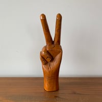 WOODEN PEACE SIGN FIGURINE 1970s ピースサイン no.1 木彫置物 vintage
