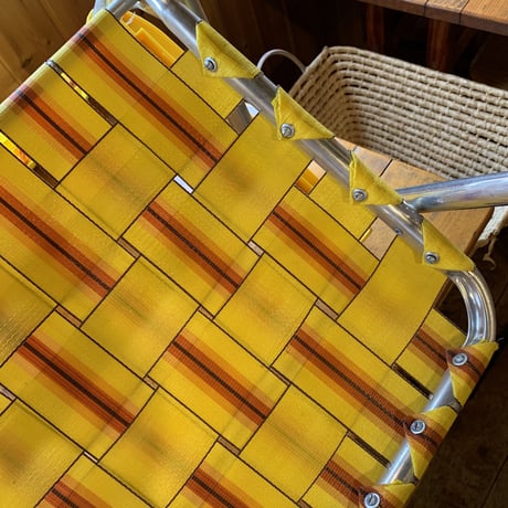 LAWN CHAIR VINTAGE 1960〜1970年代  イエローxブラウンxマスタード No.2