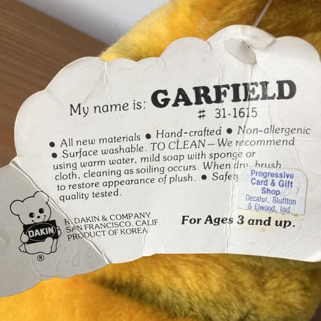 GARFIELD ガーフィールド ぬいぐるみ DAKIN 1980s ／立ち