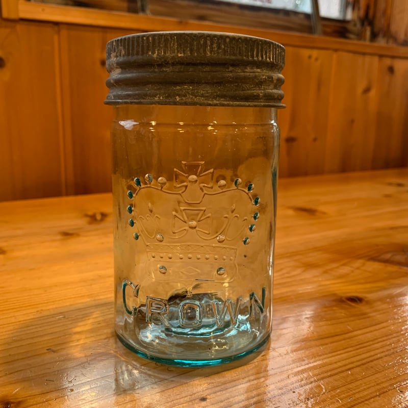 CROWN MASON JAR 1930s クラウン 4 保存瓶 小 密封容器 カナダ vin