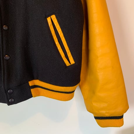 STUSSY 1990s yellow BIG4 AWARD JACKET M SPECIAL OLD STUSSY スタジャン vintage