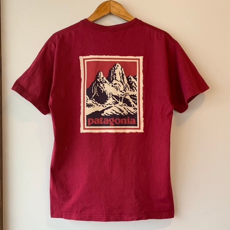 patagonia FITZROY WOODBLOCK S/S 黒タグ 切手 木版画 パタゴニア VINTAGE