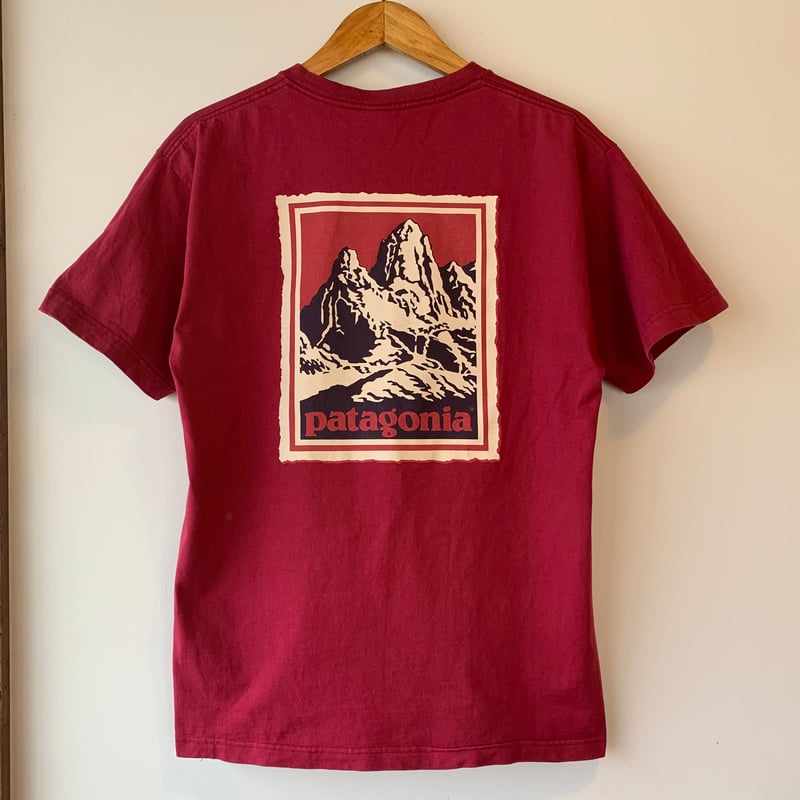 patagonia FITZROY WOODBLOCK S/S 黒タグ 切手 木版画 パタゴニ