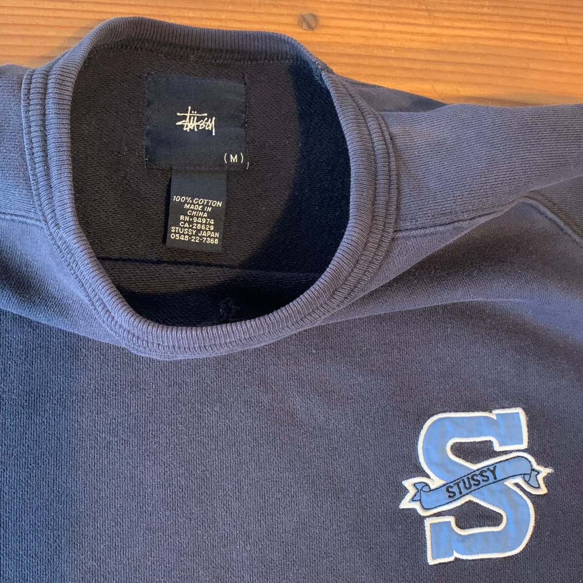 90s stussy ラグランスリーブ ロンT 刺繍ロゴ 紺タグ パキスタン製