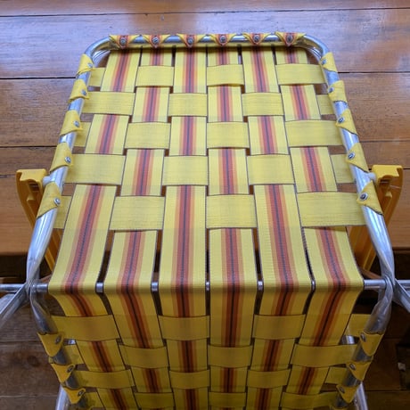 LAWN CHAIR VINTAGE 1960〜1970年代  イエローxブラウンxマスタード No.2