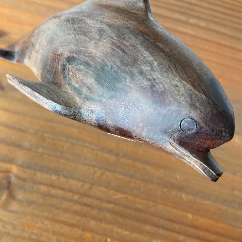 ヴィンテージ 木製イルカ Vintage Wooden Dophin Wood Carving