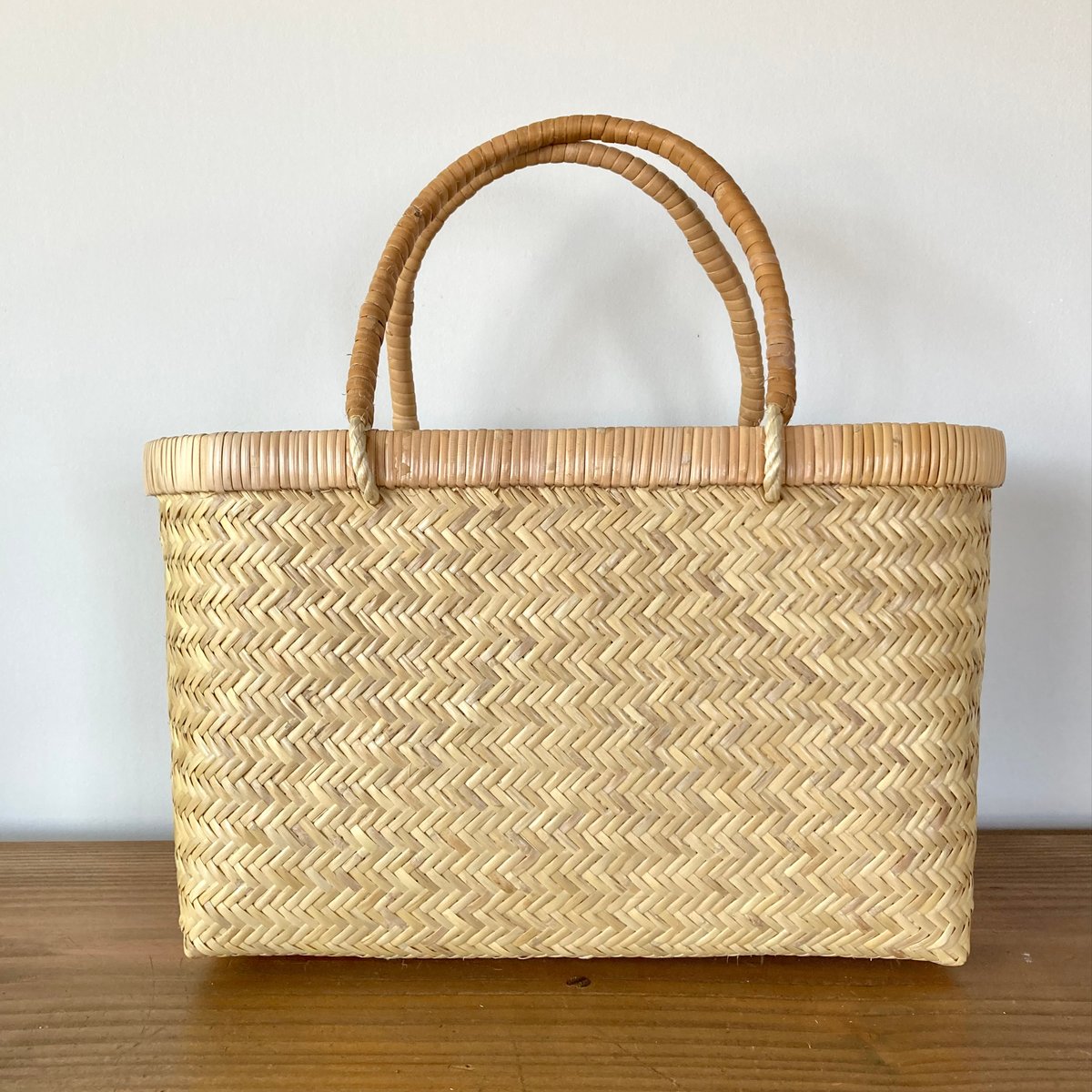 【新着新品】鳥越竹細工 楕円型縁 手提げかご 極上品 スズ竹 すず竹 手提げかご 楕円 格子縁 -5／岩手県一戸 鳥越