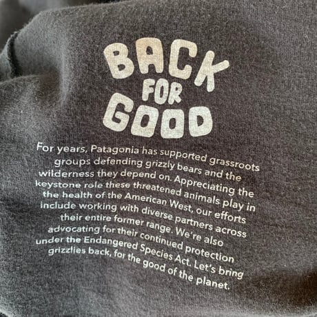 patagonia  BACK FOR GOOD BEAR S/S  パタゴニア オーガニックコットン 熊 ベアー VINTAGE