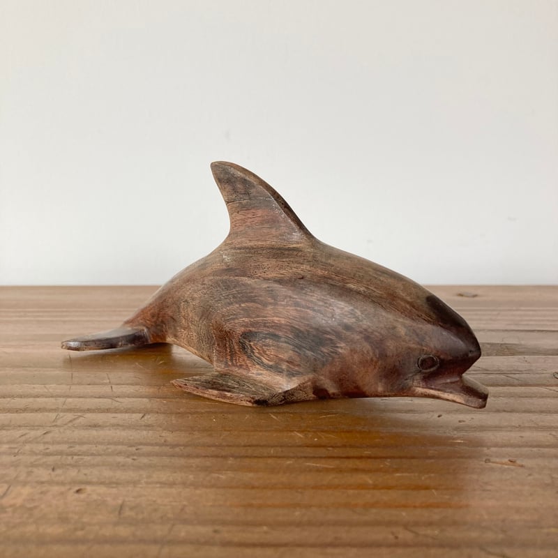 ヴィンテージ 木製イルカ Vintage Wooden Dophin Wood Carving