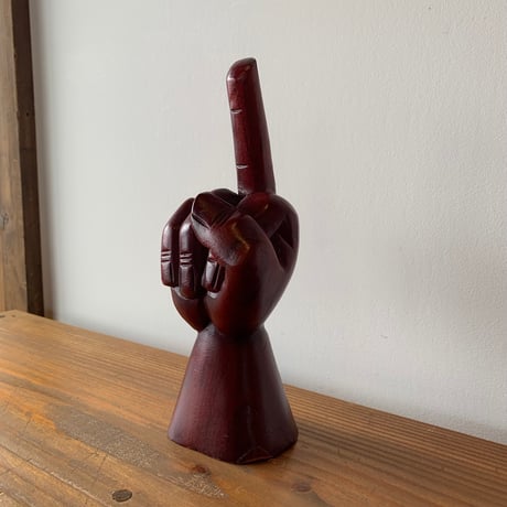 WOODEN FUCK SIGN FIGURINE 1970s ピースサイン ファックサイン 木彫置物 vintage
