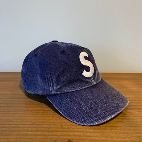 Supreme S logo 6 panel cap pigment washed denim cap made in USA