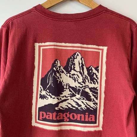 patagonia FITZROY WOODBLOCK L/S TEE 黒タグ 切手 木版画 パタゴニア VINTAGE