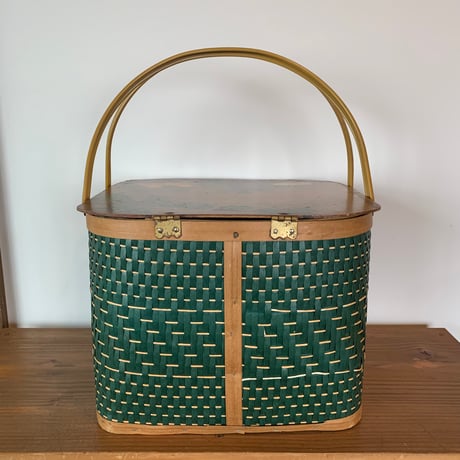 Hawkeye BURLINGTON BASKET CO. 1960年代 トールペイント ピクニックバスケット