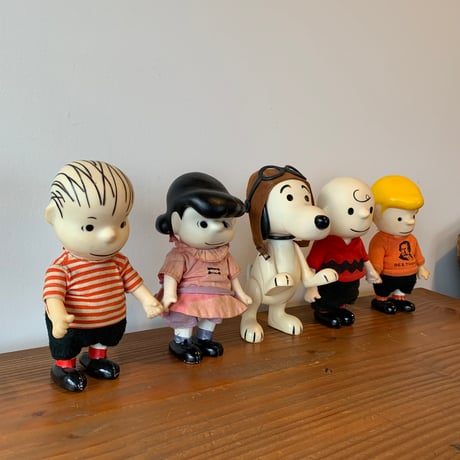 SNOOPY PEANUTS 1966 POCKET DOLLS DETERMINED スヌーピー ピーナッツ 5体セット ポケットドール 1966年 VINTAGE