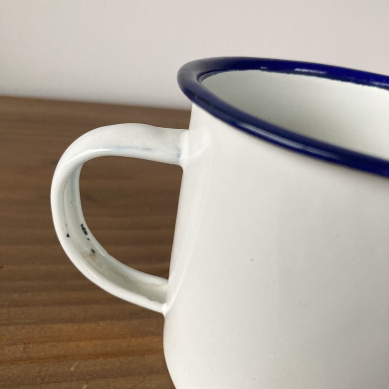 米軍 実物 マグカップ STERLING CHINA U.S.A.ヴィンテージ ホーローマグカップ／ホワイト×ネイビー