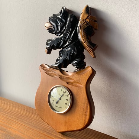 木彫り熊 壁掛け 温度計 北海道 北海木工芸社 HOKKAIDO JAPAN FOLKART VINTAGE