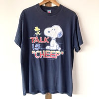 PEANUTS SNOOPY＆WOODSTOCK スヌーピー ウッドストック TALK IS CHEEP S/S TEE 1980s