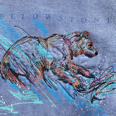 YELLOW STONE BEAR イエローストーン ベア 刺繍 アニマル柄 動物柄 スウェット 1990s