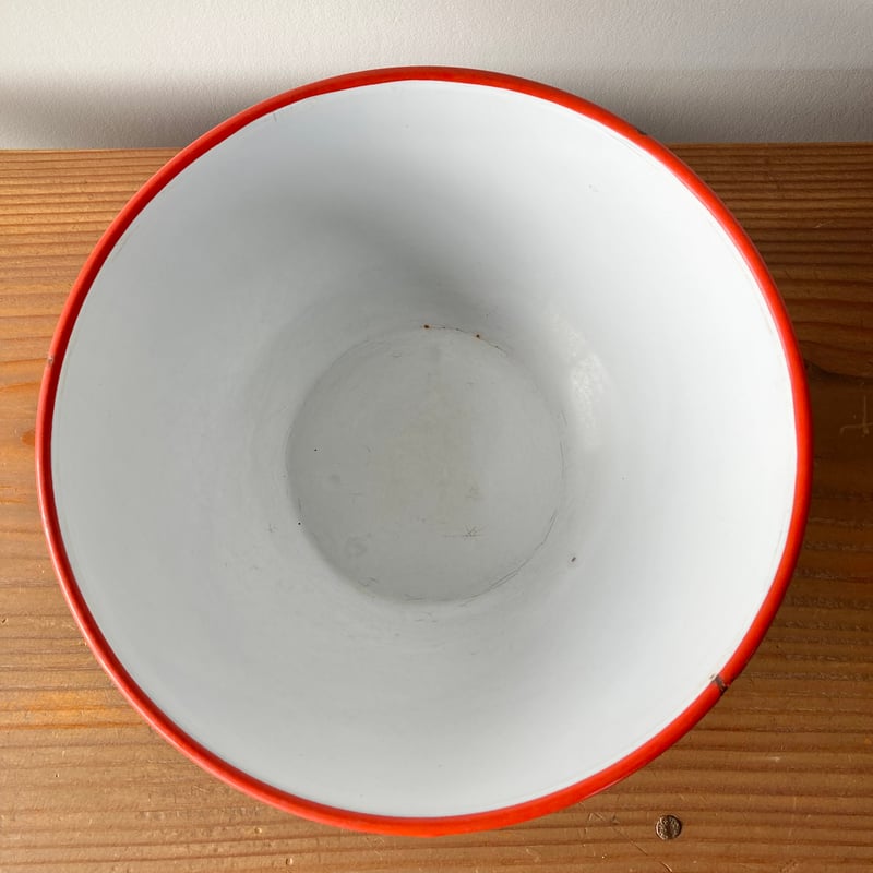 ヴィンテージ 月兎印 FUJII ホーローボウル 24cm／ホワイト
