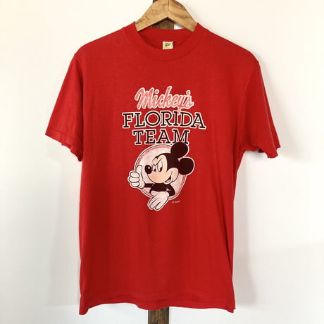 VINTAGE Mickey ミッキー S/S TEE／レッド FLORIDA TEAM 1970～1980s