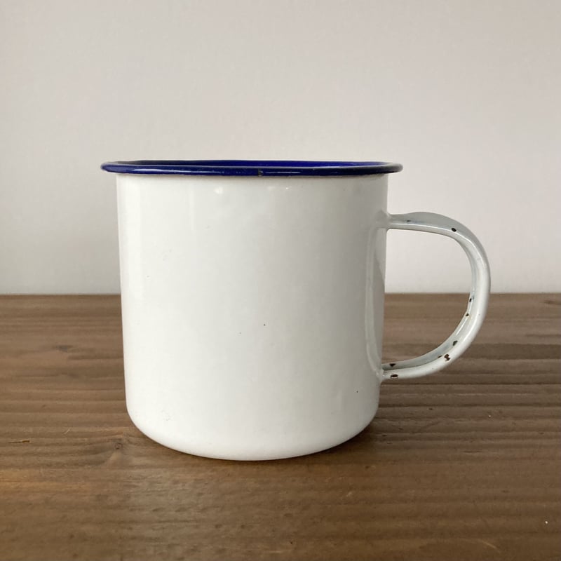 U.S.A.ヴィンテージ ホーローマグカップ／ホワイト×ネイビー