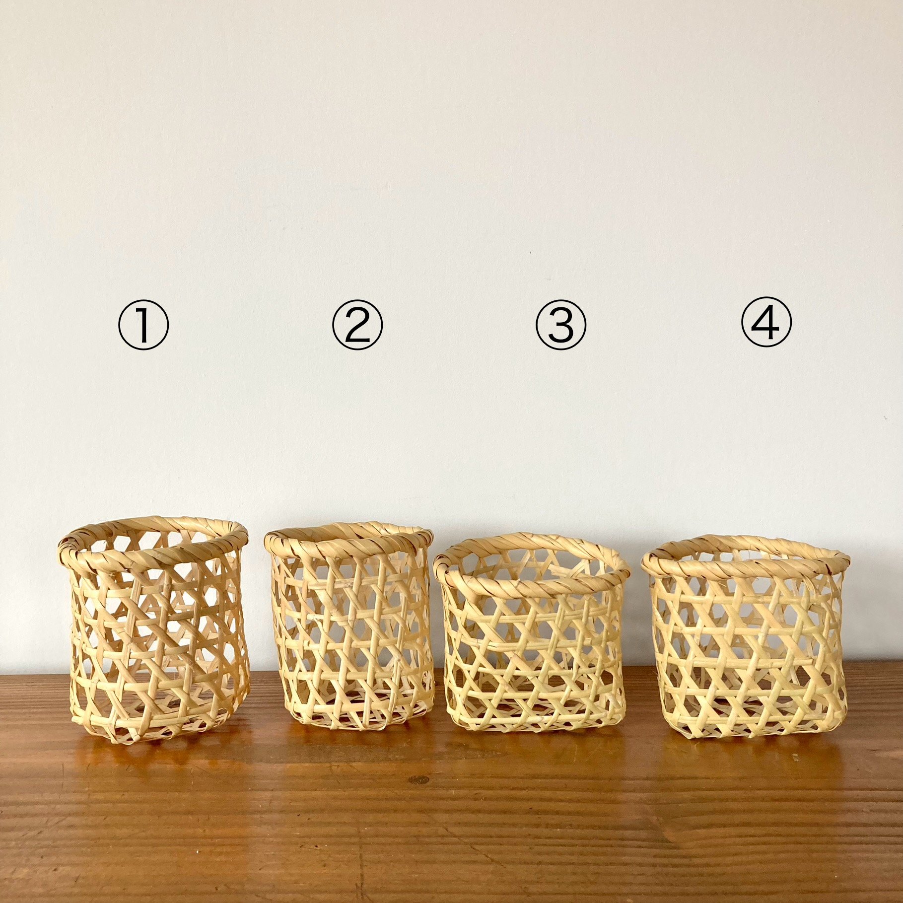 つくし狩り　ススだけ竹細工　スス竹彫刻とかごのセット 高さ10㎝ original