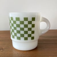 FIRE KING Block Check ファイヤーキング ブロックチェック 7段 マグカップ／緑