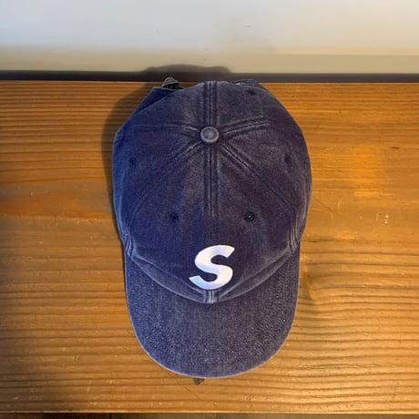 Supreme S logo 6 panel cap pigment washed denim cap made in USA