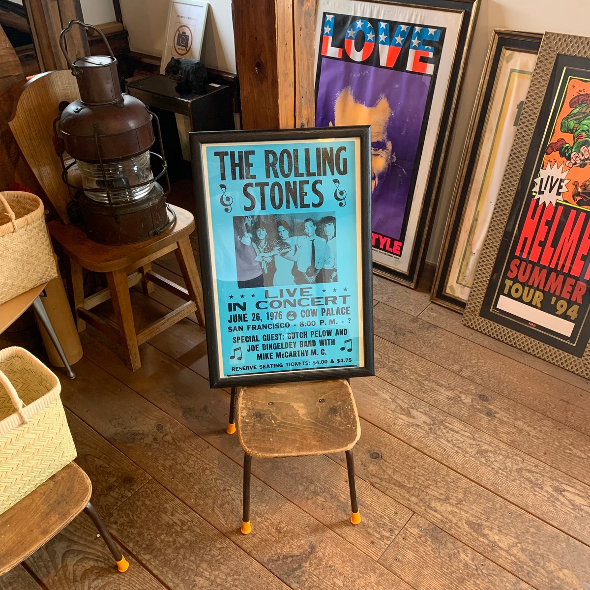 70年代　ローリングストーンズ　額入りポスター THE ROLLING STONES LIVE POSTER USA 1970s vintag