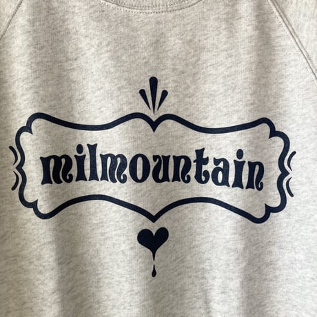 milmountain♡HEART ラグラン ハーフスリーブ スウェット／アッシュ