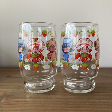 Strawberry Shortcake ストロベリーショートケーキ グラス2点セット1980s／Anchor Hocking