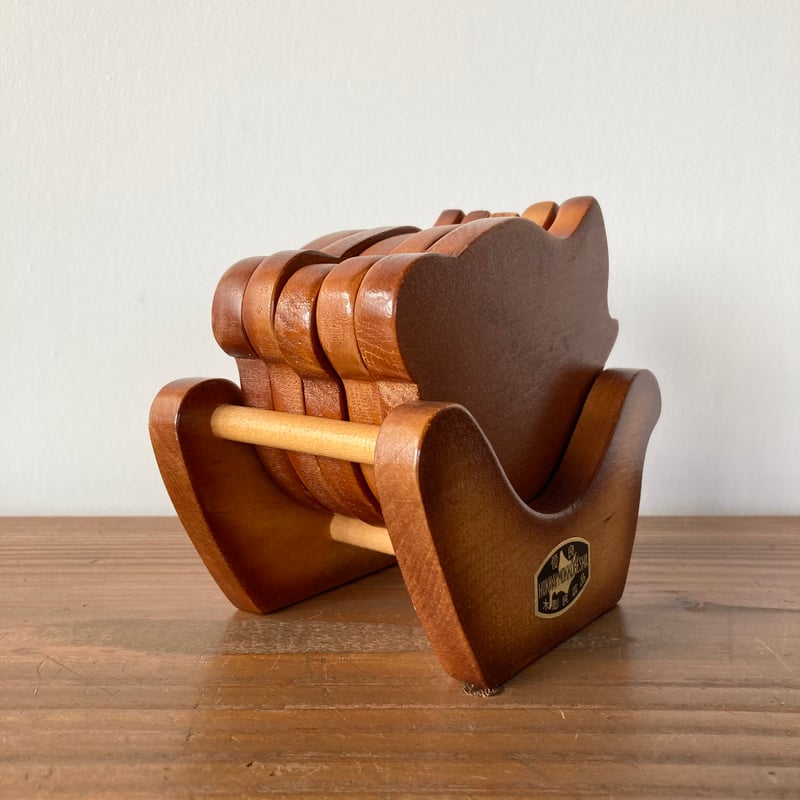 木製 熊コースター セット 北海道木彫民芸品 北海工芸社