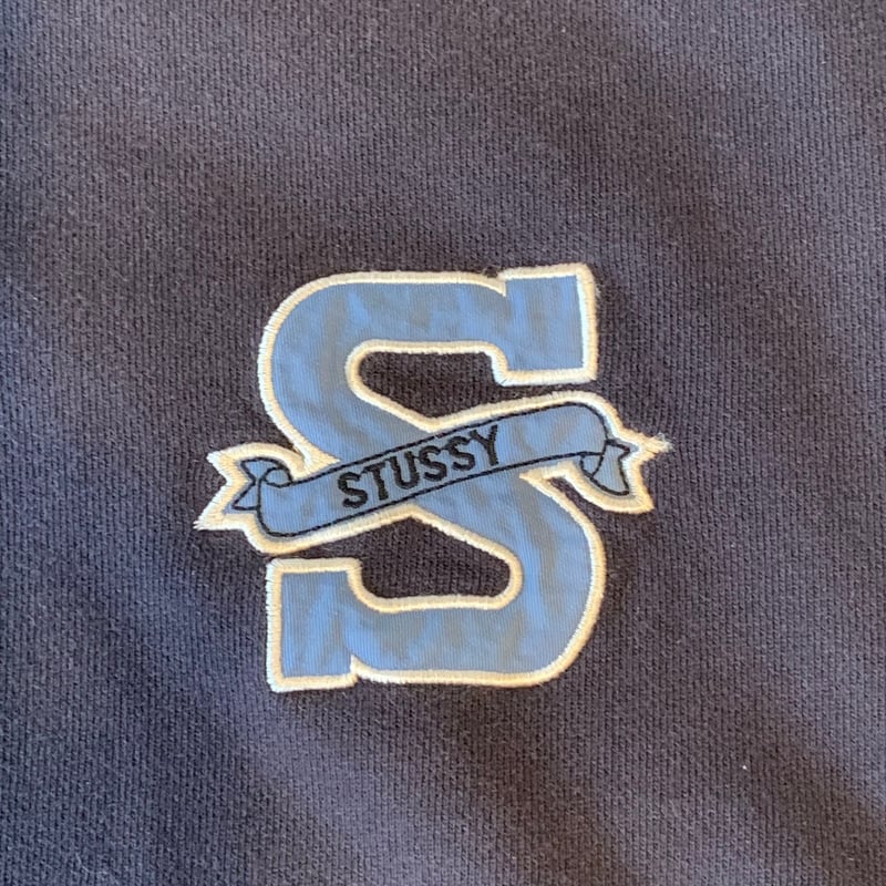 90s stussy ラグランスリーブ 刺繍ロゴ グレー×ブラック　パキスタン製 90s stussy ラグランスリーブ 刺繍ロゴ グレー×ブラック