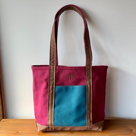L.L.Bean BOAT AND TOTE 1990s USA Mサイズ 希少カラー ワインモカターコイズ  エルエルビーン トートバッグ  vintage