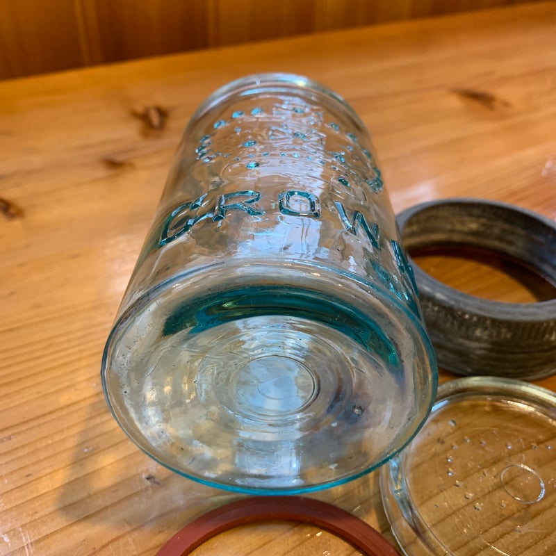 CROWN MASON JAR 1930s クラウン 4 保存瓶 小 密封容器 カナダ vin
