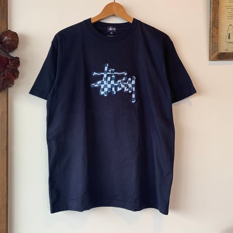 STUSSY 2000s ショーンロゴ チェッカーフラッグ S/S TEE L OLD STUSSY VINTAGE  オールドステューシー