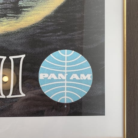 PAN AM  HAWAII パンアメリカン航空 ヴィンテージポスター 額装 希少貴重 vintage