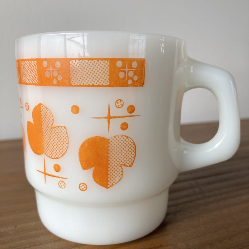 FIRE KINGファイヤーキングSHELLマグカップ FIRE KING Shamrock ファイヤーキング シャムロック マグカップ／橙