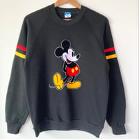 Disney Mickey Mouse ミッキーマウス フロッキープリント スウェット U.S.A.／ブラック 1980s