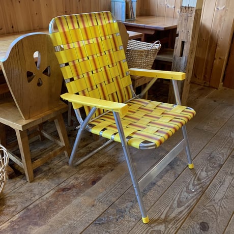 LAWN CHAIR VINTAGE 1960〜1970年代  イエローxブラウンxマスタード No.2