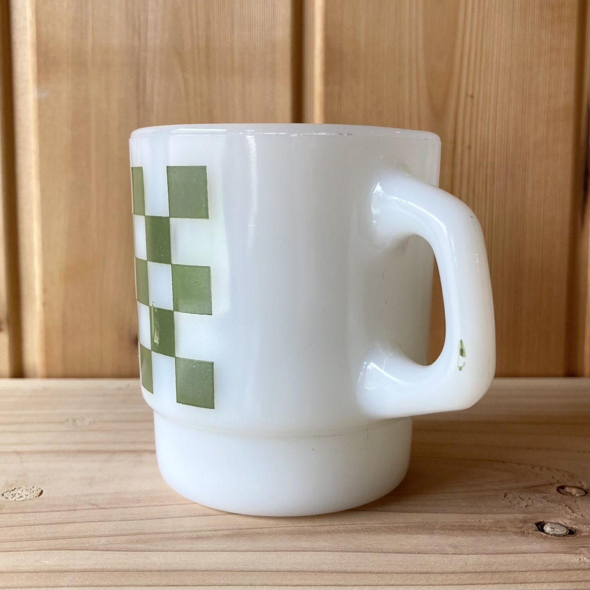 ファイヤーキング　マグカップ5個セット FIRE KING Block Check ファイヤーキング ブロックチェック 5段