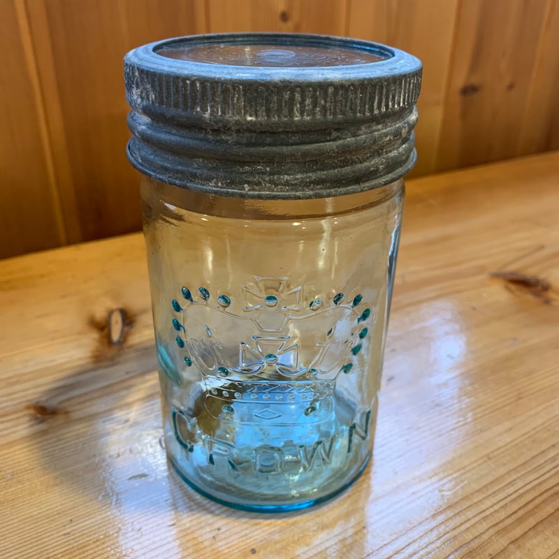 CROWN MASON JAR 1930s クラウン 4 保存瓶 小 密封容器 カナダ vin