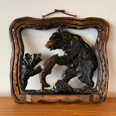 木彫り熊 壁掛け 親子熊 北海道 北海木工芸社 HOKKAIDO JAPAN FOLKART VINTAGE