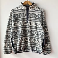 L.L.Bean エルエルビーン 美品 1980s pullover made in USA  総柄 フェアアイル柄 幾何学柄 ハーフスナップ プルオーバー ブラック系 VINTAGE