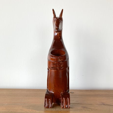 カンガルー 木彫り ペンスタンド