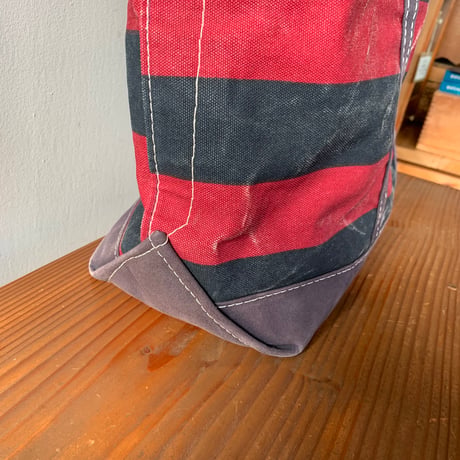 L.L.Bean BOAT AND TOTE 1990s USA Lサイズ 希少カラー ネイビーレッドボーダー ジップトップ エルエルビーン トートバッグ  vintage