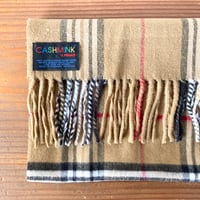 FRAAS CASHMINK アクリル チェック マフラー  GERMANY 1990s／ベージュ系