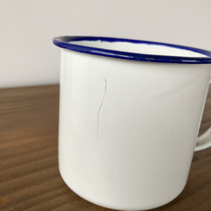 U.S.A.ヴィンテージ ホーローマグカップ／ホワイト×ネイビーA