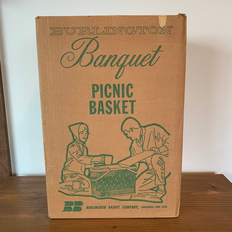Hawkeye BURLINGTON BASKET CO. 箱入り 1960年代 ピクニックバスケット