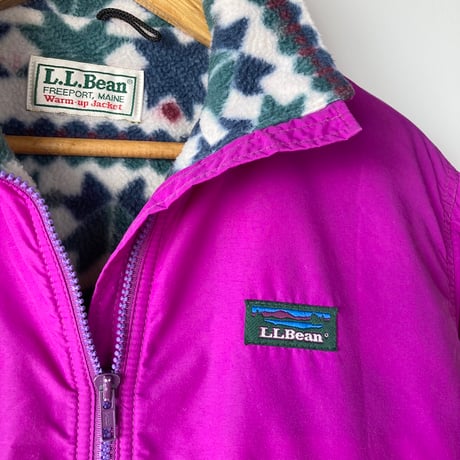 L.L.Bean エルエルビーン 極美品 1980s Warm-up Jacket made in USA  パープルピンク 総柄 カタディン 山タグ  ウォームアップジャケット VINTAGE
